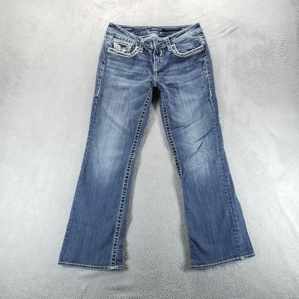 Vigoss Jeans Womens 8 Blue New York Boot Cut Low Rise Embroidered Y2K